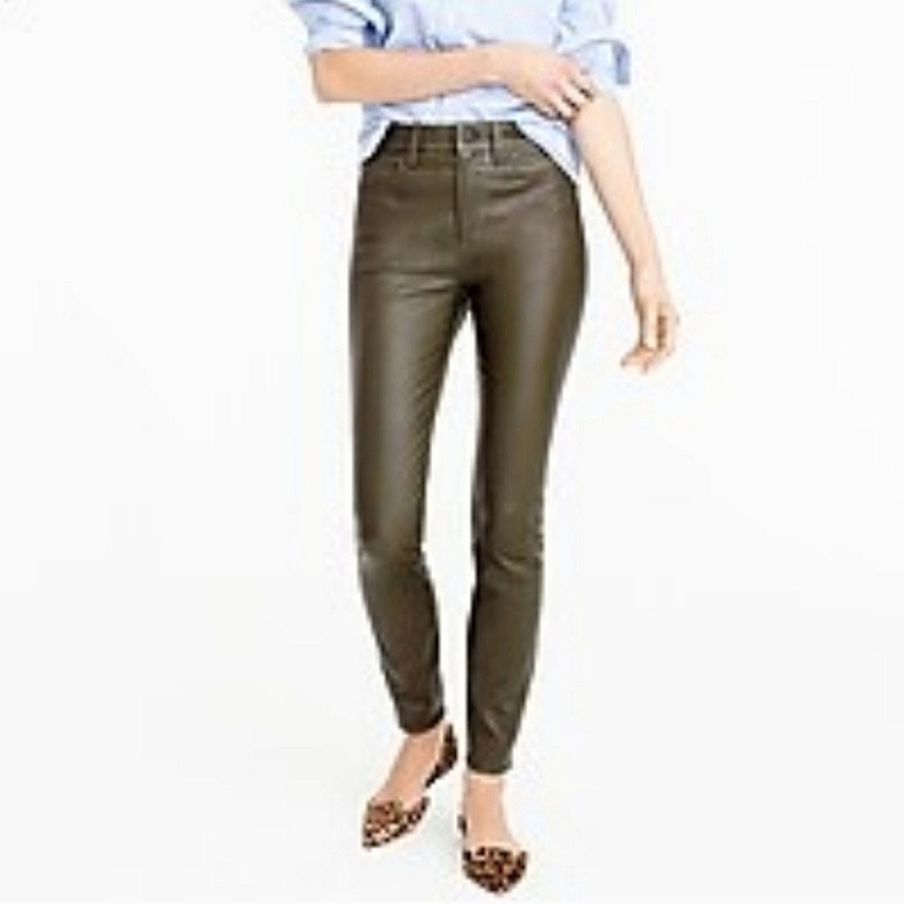 Crew Collection Leather Pants in Dark Cypress size 00